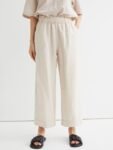 H&M Women Beige Ankle-Length Linen Trousers