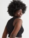 H&M Women Black Cropped Vest Top