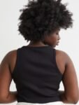H&M Women Black Cropped Vest Top
