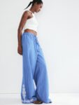 H&M Women Embroidered Pure Cotton Trousers