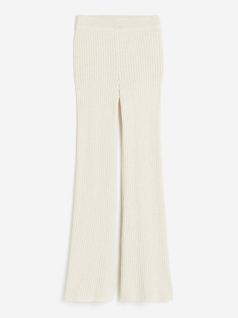 H&M Women Flared Rib-Knit Bootcut Trousers