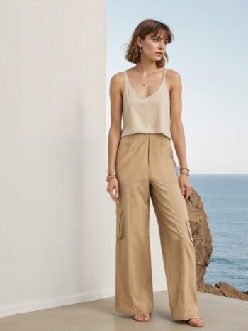 H&M Women Linen Blend Cargo Trousers