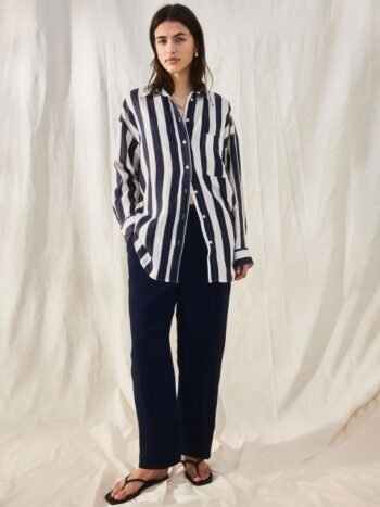 H&M Women Linen-Blend Tapered Trousers