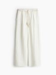 H&M Women Loose Fit Mid-Rise Macram-Belt Trousers