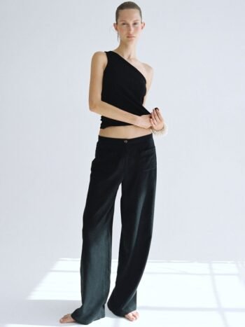 H&M Women Loose Fit Mid-Rise Trousers