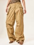 H&M Women Mid-Rise Loose Fit Wide Cargo Trousers