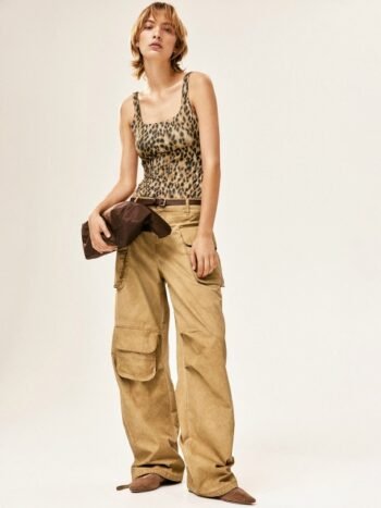 H&M Women Mid-Rise Loose Fit Wide Cargo Trousers