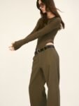 H&M Women Raw-Edge Twill Chinos Trousers