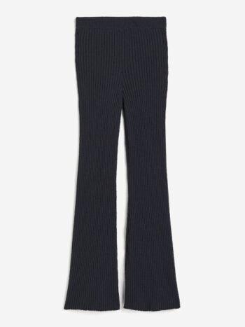 H&M Women Solid Flared Rib-Knit Bootcut Trousers