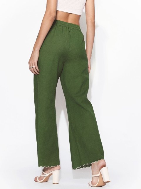 H&M Women Solid Mid Rise Flared Casual Trousers