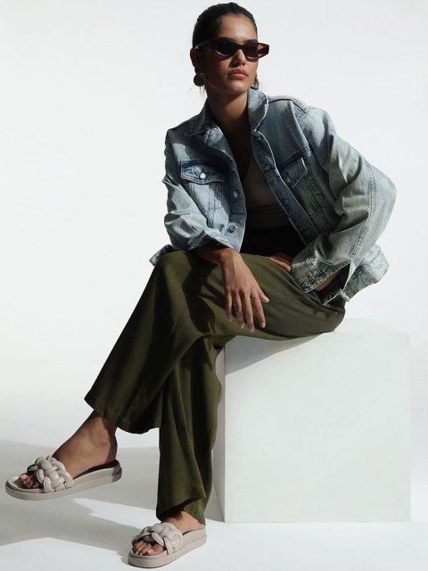 H&M Women Solid Straight Fit Trouser