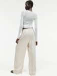 H&M Women Solid Viscose Drawstring Mid-Rise Regular Trousers