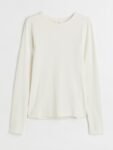 H&M Women White Ribbed Modal-Blend Top