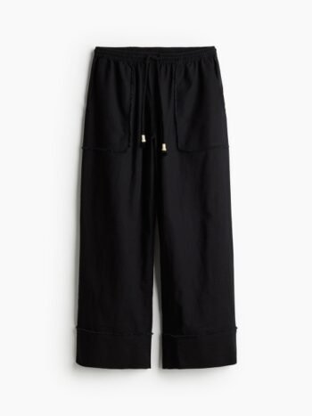 H&M Women Wide Linen-Blend Trousers