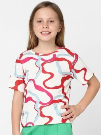 KIDS ONLY Girls Abstract Printed Round Neck T-shirt