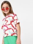 KIDS ONLY Girls Abstract Printed Round Neck T-shirt