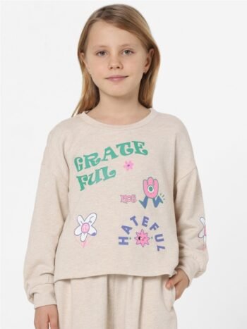 KIDS ONLY Girls Beige Printed Sweatshirt