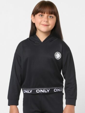 KIDS ONLY Girls Black Solid Hooded Sweatshirt