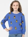 KIDS ONLY Girls Blue & Black Cotton Printed Pullover