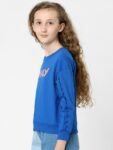 KIDS ONLY Girls Blue Cotton Printed Sweatshirt