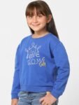 KIDS ONLY Girls Blue Printed Cotton Sweatshirt
