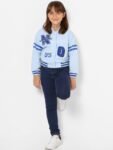 KIDS ONLY Girls Blue Typography Cotton Bomber Jacket