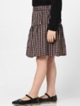 KIDS ONLY Girls Checked Cotton Flared Knee Length Skirt