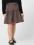 KIDS ONLY Girls Checked Cotton Flared Knee Length Skirt