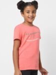 KIDS ONLY Girls Coral Typography Printed Cotton T-shirt