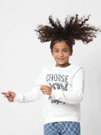 KIDS ONLY Girls Cotton Pull Over Printed Typography Sweatshirt