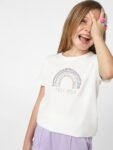 KIDS ONLY Girls Embellished Printed Round Neck Cotton T-shirt
