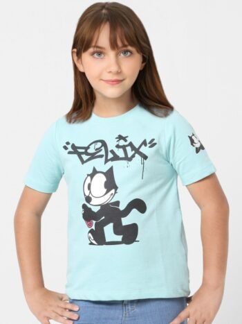 KIDS ONLY Girls Felix The Cat Printed Round Neck Cotton T-shirt