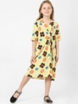 KIDS ONLY Girls Floral Printed Tie Ups Midi A-Line Dress
