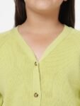 KIDS ONLY Girls Green Solid Ribbed Cotton Cardigan