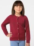 KIDS ONLY Girls Maroon Solid Cotton Cardigan