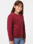 KIDS ONLY Girls Maroon Solid Cotton Cardigan