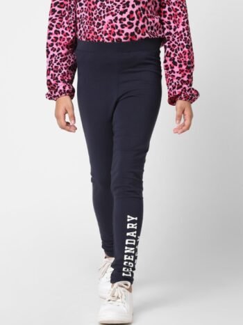 KIDS ONLY Girls Navy Blue Solid Cotton Leggings