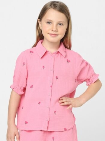 KIDS ONLY Girls Pink Striped Casual Shirt