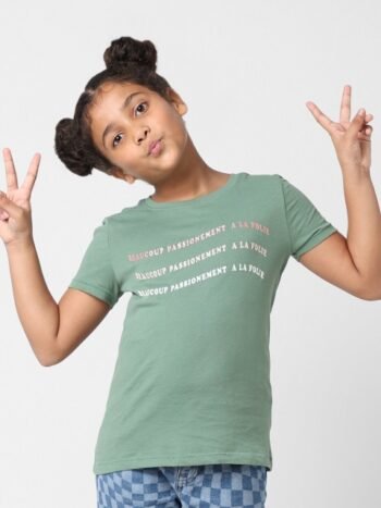 KIDS ONLY Girls Printed Cotton Typography Printed T-shirt