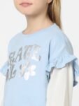 KIDS ONLY Girls Pull Over Printed Layer Sleeves Sweatshirt