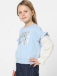 KIDS ONLY Girls Pull Over Printed Layer Sleeves Sweatshirt