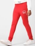 KIDS ONLY Girls Red Solid Churidar-Length Cotton Leggings