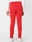 KIDS ONLY Girls Red Solid Churidar-Length Cotton Leggings