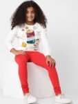 KIDS ONLY Girls Red Solid Churidar-Length Cotton Leggings