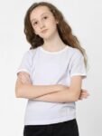 KIDS ONLY Girls Ribbed Round Neck Cotton T-shirt