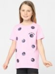 KIDS ONLY Girls Round Neck Sequenced Embelished Cotton T-shirt