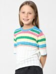 KIDS ONLY Girls Round Neck Striped Top