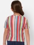 KIDS ONLY Girls Striped Round Neck Cotton T-shirt