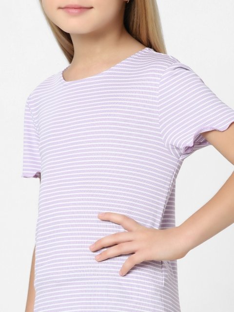 KIDS ONLY Girls Striped Round Neck T-shirt
