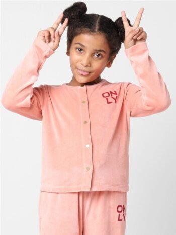 KIDS ONLY Girls Typography Printed Cotton Cardigan Sweater